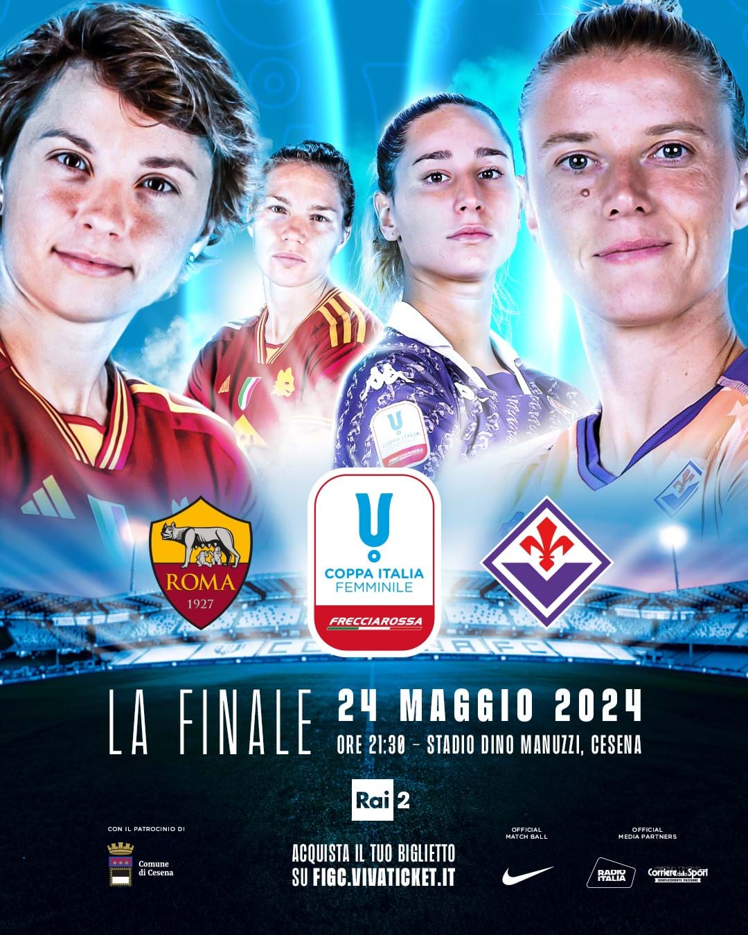 Coppa Italia femminile Frecciarossa, a Cesena il 24 maggio: biglietti disponibili per le società del territorio