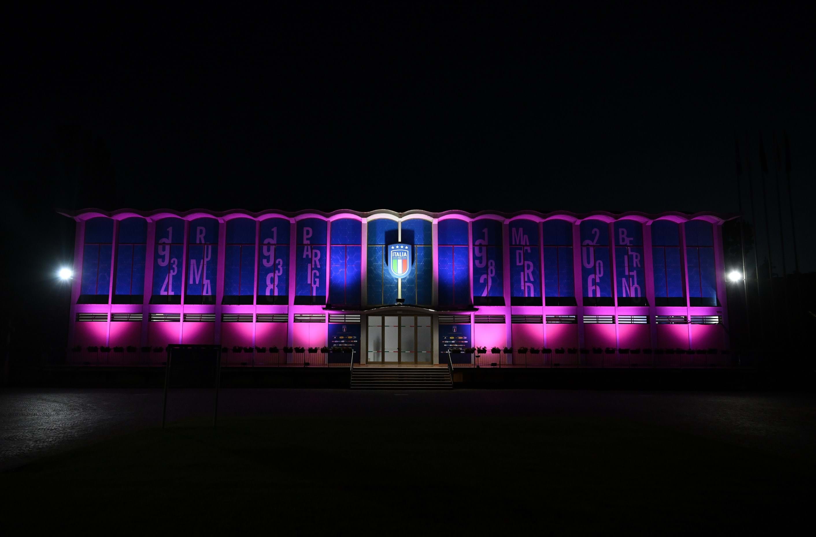 Coverciano lit up pink to promote the prevention of breast cancer