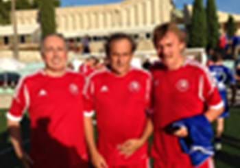 Platini, Boniek e Abete in campo insieme nella sfida che chiude il meeting Uefa