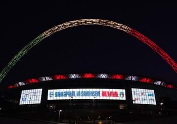 L’arco di Wembley illuminato con il tricolore. Gravina: "Grazie alla Federazione inglese"