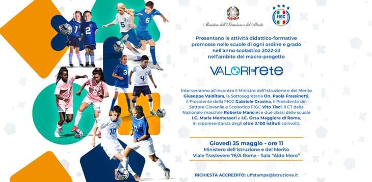 'Valori in Rete', giovedì 25 maggio al Ministero dell'Istruzione e del Merito la presentazione dei progetti scolastici della FIGC