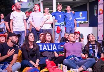 Casa Azzurri a Milano in festa per il 2-1 degli Azzurri all'Albania