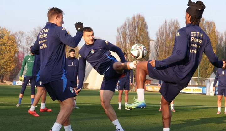 Vigilia di Italia-Francia: la rifinitura degli Azzurri al Centro Sportivo Angelo Moratti