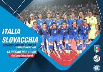 Naz. Femminile calcio a 5: il 13 giugno Italia-Slovacchia all’Assago Summer di Milano