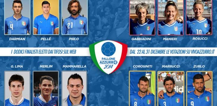 Sono Pirlo, Darmian e Pellé i finalisti del ‘Pallone Azzurro 2014’