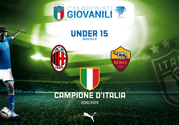 FINALE SCUDETTO UNDER 15 A-B - Roma Campione d’Italia 2018/2019, in finale battuto il Milan 2-0